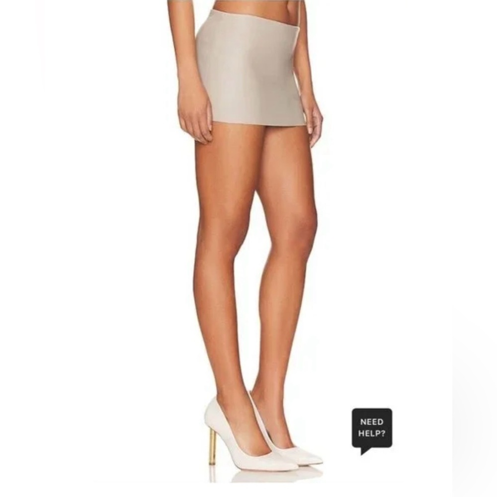 Lamarque Brissa Skirt Stone Beige Mini Leather Size XS
